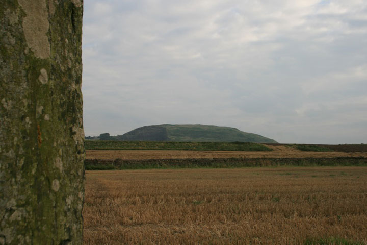 Traprain Law from Pencraig Hill standing stone