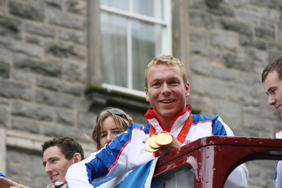 Chris Hoy with his gold medals