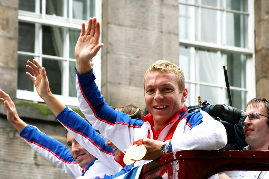 Chris Hoy with his gold medals